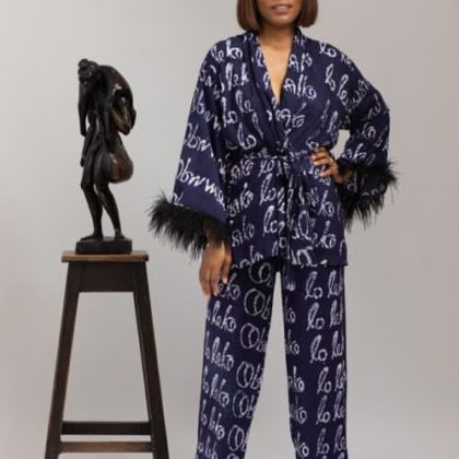 Adire chiffon feather “Dara” pyjama set